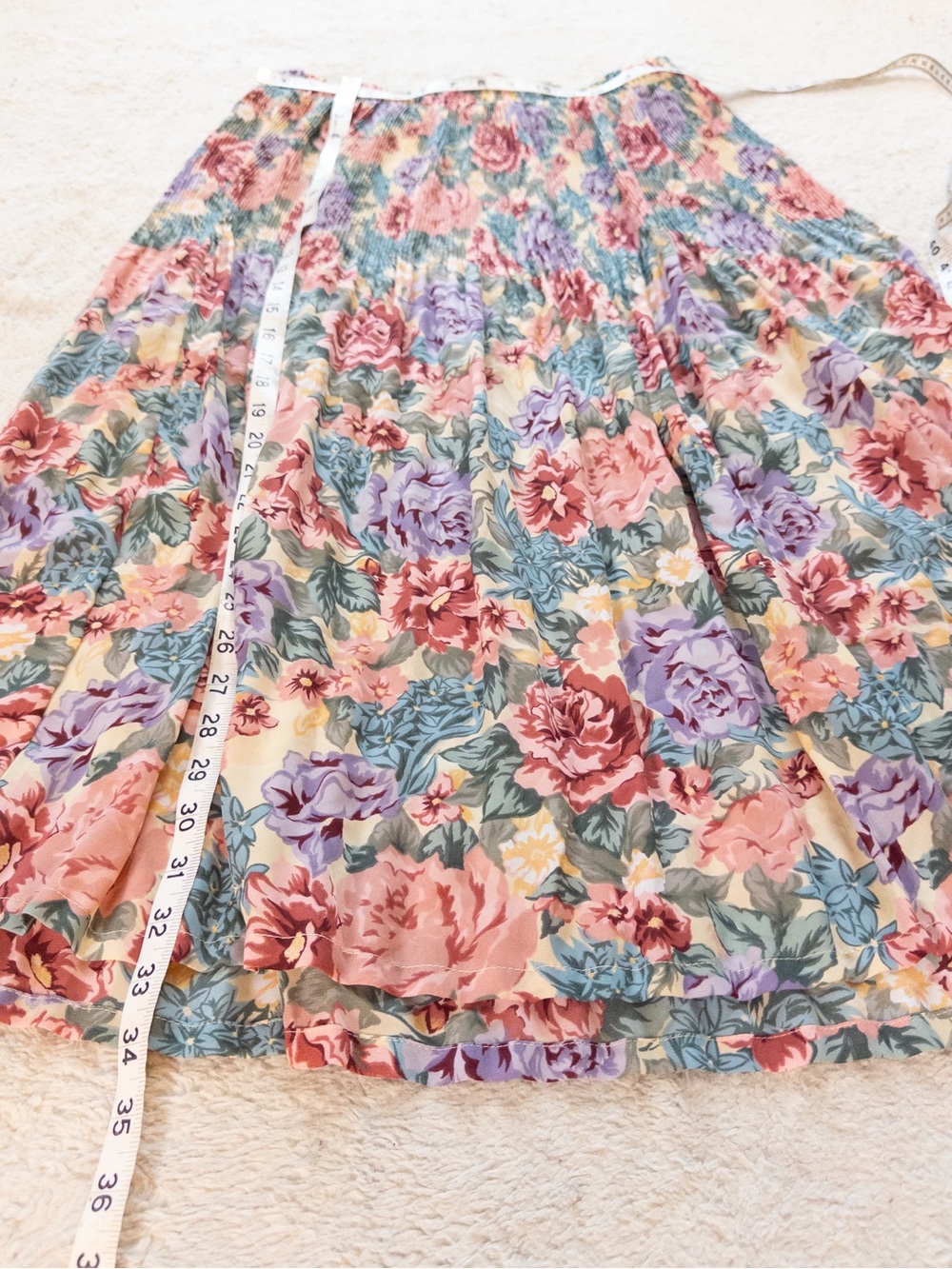 Vintage Sag Harbor Floral Pleated Midi Skirt Size Large Cottagecore - Picture 7 of 10
